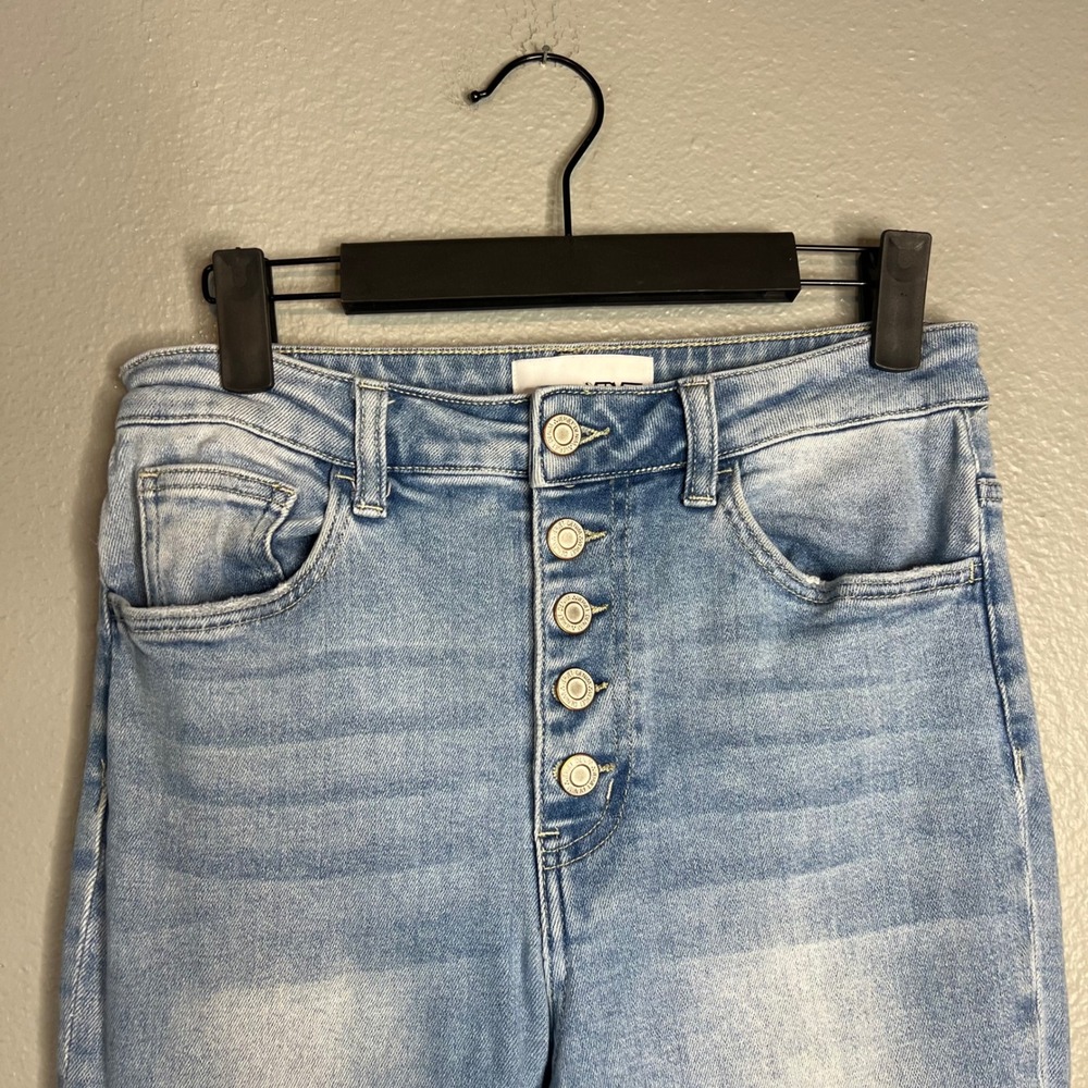 Vervet High Rise Flare Jeans Sz 28 Light Wash Raw Hem Button Fly Boho Festival - Picture 4 of 10